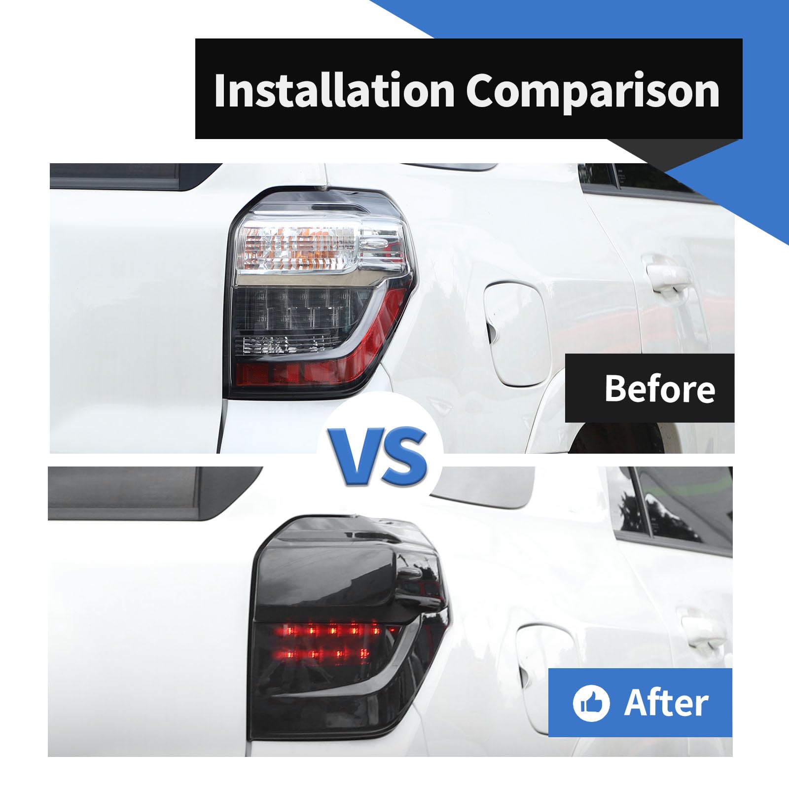 Voodonala for Toyota 4Runner 2014-2024 Rear Tail Lamp Cover Smoke Black Brake Warning Lamp Cover Compatible with Toyota 4Runner 2014-2024(2Pcs/Set,Smoke Black,ABS)