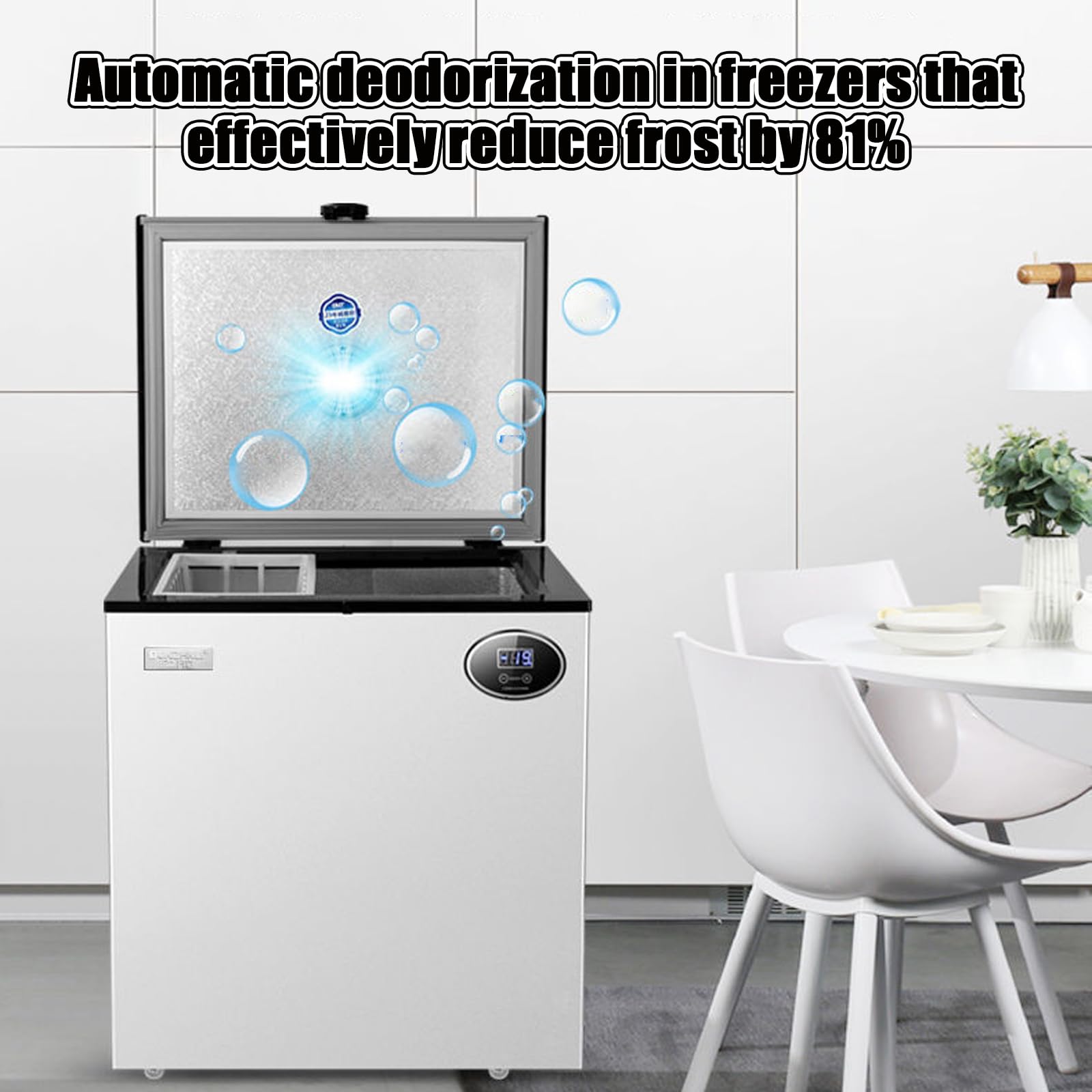 Chest Freezer Deep Freezers With Adjustable Thermostat & Ultra-Quiet Operation, Top Open Design, Space-Saving Compact Size For Food And Meat Storage In Dorm, Apartment, And Home Kitchen Gray 55l on Fridge.com - View 3