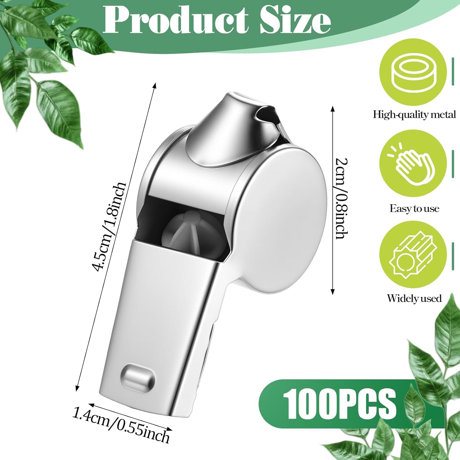 simarro 100 Pcs Stainless Steel Whistle with Lanyard, Silver Professional Loud Metal Whistle Ideal for Coaches Referees Recreation