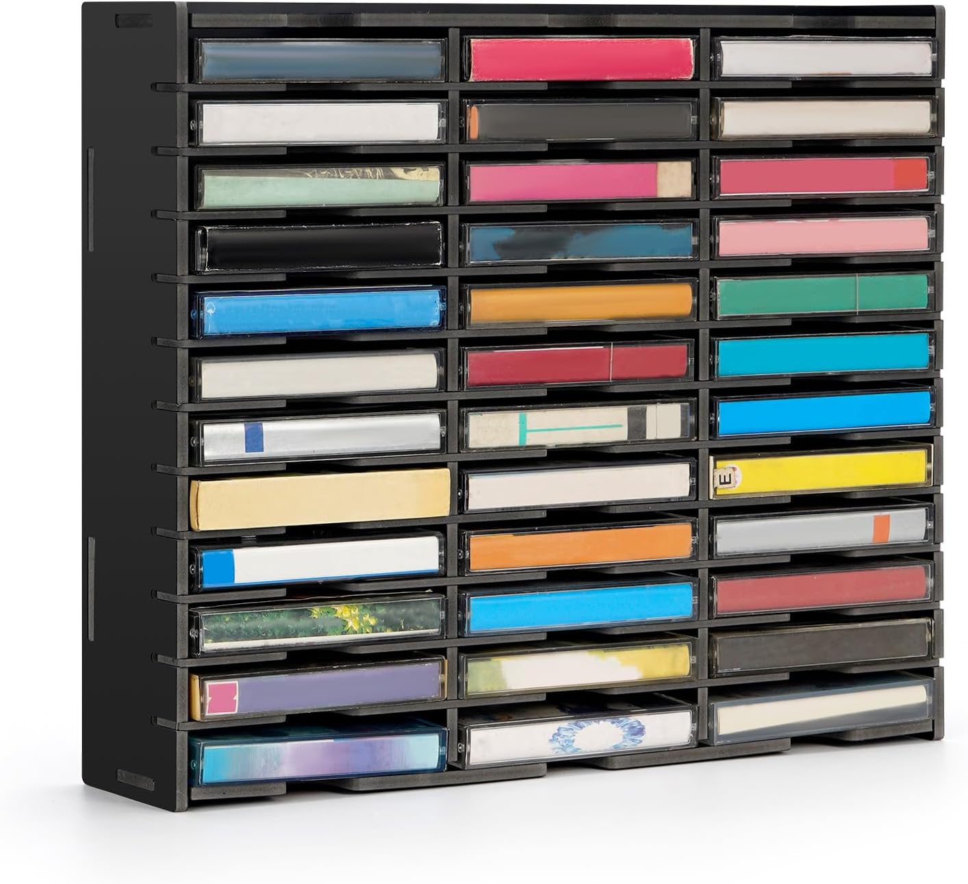 SANFURNEY 36 Slots Cassette Tape Storage Rack Desktop Audio Tape Organizer, Wall-Mounted Audio Cassette Holder