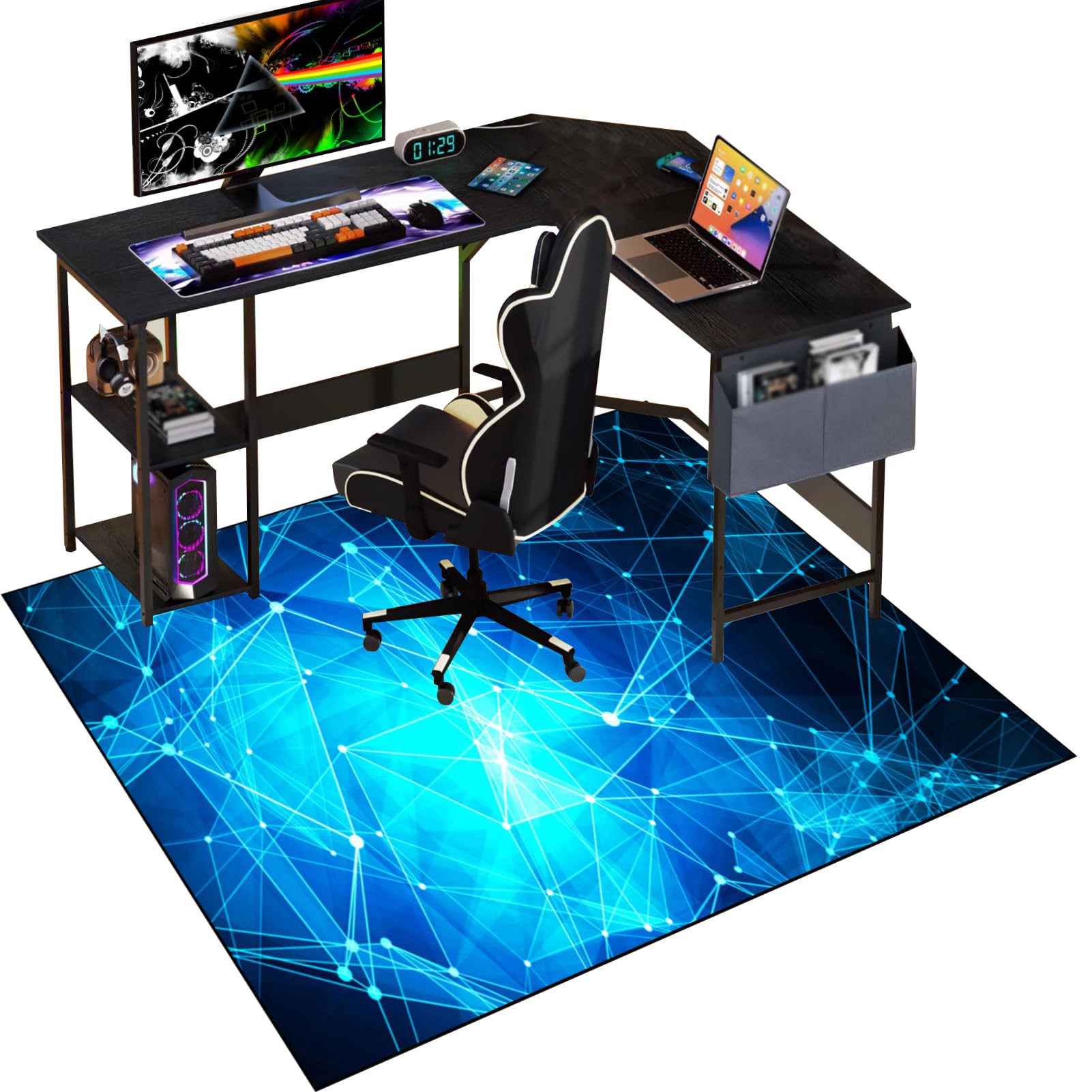 Gaming Chair Mat for Hardwood Floor 130 x 160 cm Anti-Slip Floor Protector Mat Non-Slip Floor Protection Mat Desk Chair Mat for Carpets Gaming Computer Chair Mat for Gaming Room Home Office Decor