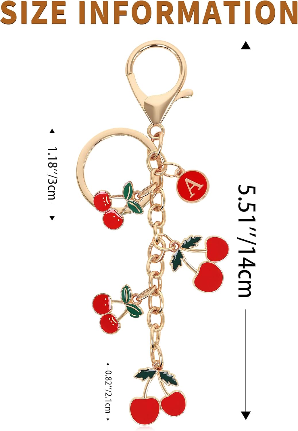 Cherry Purse Charms Keychain - Red Cherry Alphabet Letter Key Chain, Bag Charms Wallet - Image 7