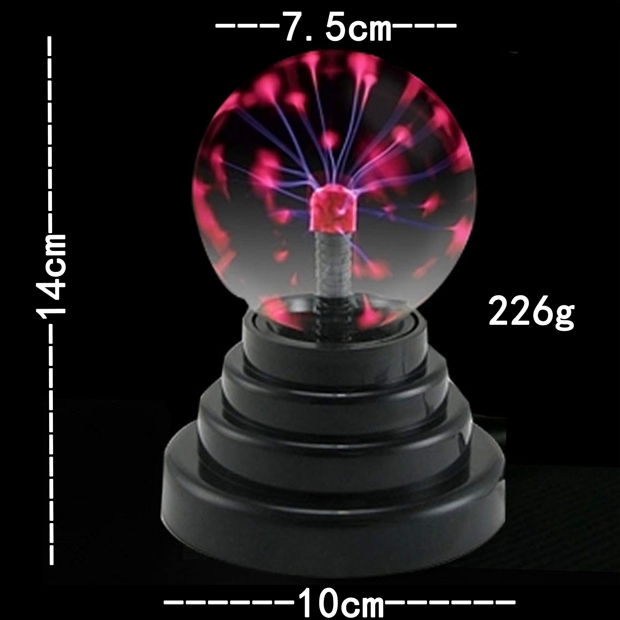Lampa plazmowa kula - wrażliwa na dotyk magiczna błyskawica lampka nocna na imprezy i wystrój domu - zasilanie USB lub bateryjne - 7 cm