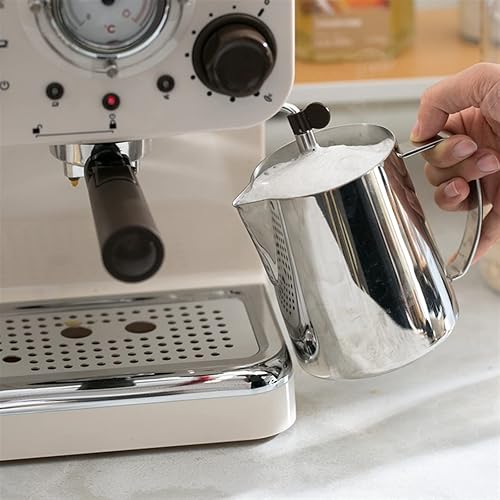 Miniatura 3 de IEASE kfj - Máquina de café expreso estilo retro semiautomática espuma de leche italiana 2 y 1 asas fácil de usar