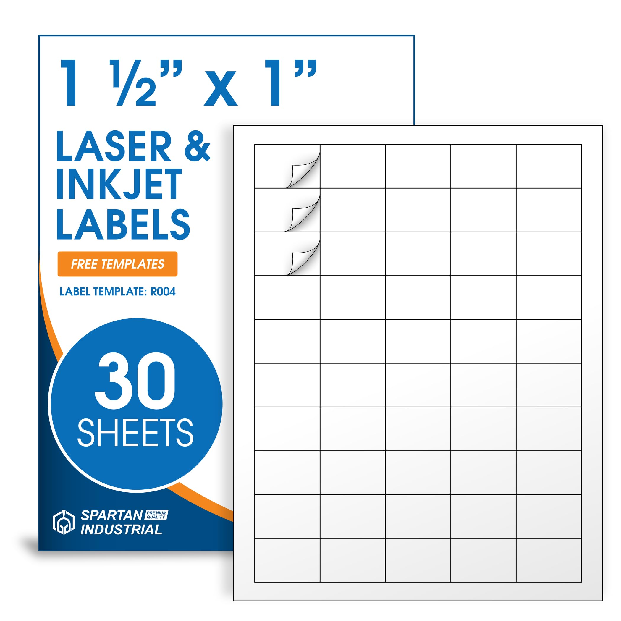 1 1/2" X 1" Printable Labels Compatible with Inkjet and Laser Printers - 30 Sheets, 1500 Total Paper Stickers for Return Addresses, UPC and EAN