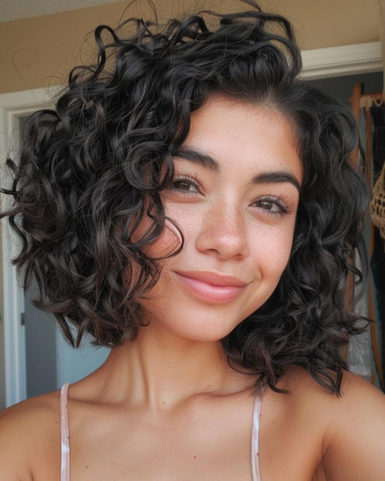 FASHION IDOL Parrucche corte di capelli umani ricci per donne che indossano e andano Deep Wave pizzo anteriore parrucca C parte 12" parrucca Pre spennato con capelli del bambino nero naturale densità