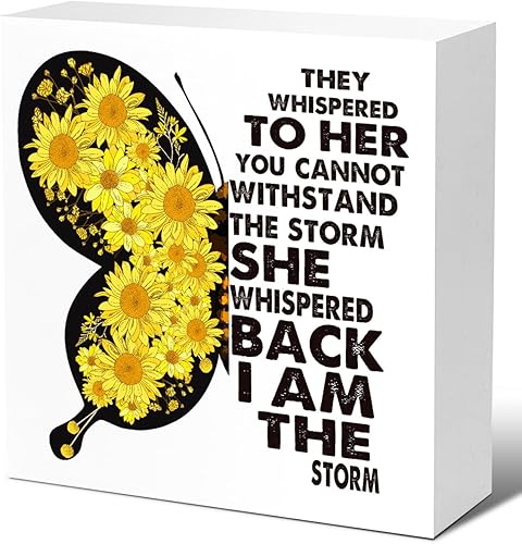 Letreros inspiradores de madera con texto en inglés "I Am The Stormxx", caja de madera para el hogar, estantería, oficina, mesa, escritorio,