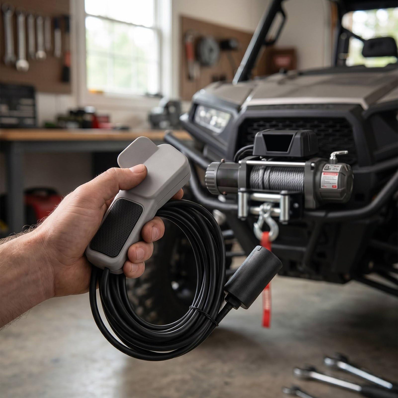 aqxreight Telecomando per Verricello Portatile con Impugnatura in Gomma, Cavo di Ricambio da 12 Piedi per Verricelli Warn ATV UTV 64849, Guscio in ABS Resistente per Il Recupero di Veicoli