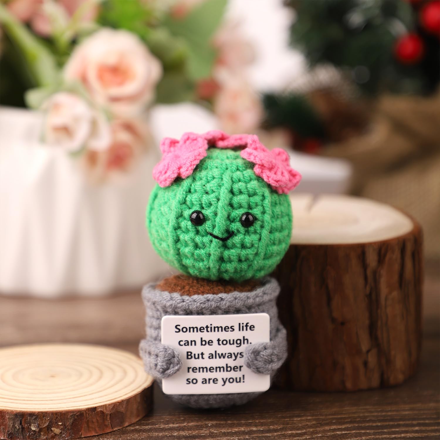 Cactus En Fil Crocheté Rose - Plante Artificielle Faite Main, Pot Inclus, 14,5 Cm, Cadeau Déco Mignon - 13