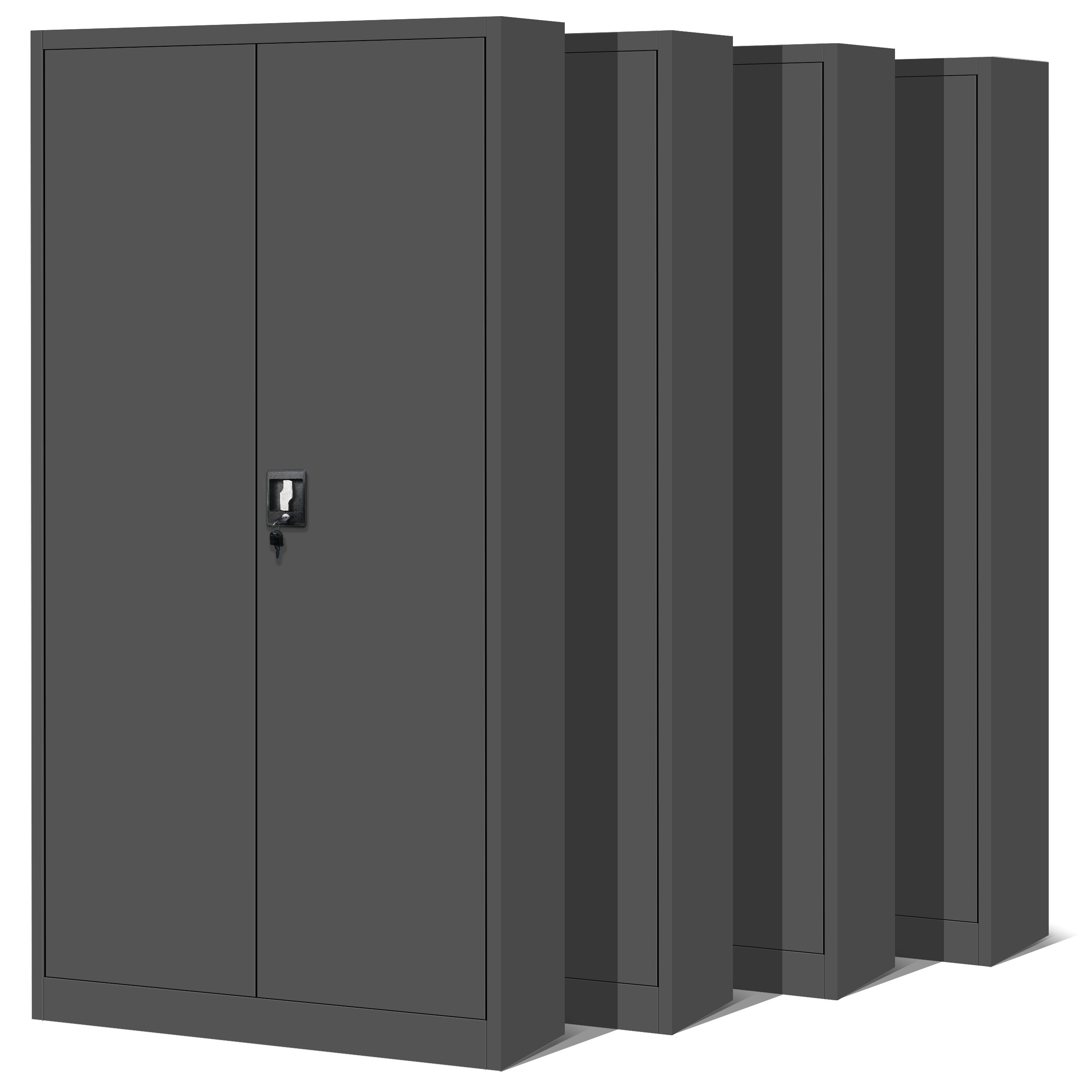Jan Nowak Set de 4 Armoire de Bureau métallique 4 étagères tôle d'acier revêtement en Poudre 195 cm x 90 cm x 40 cm (Anthracite)