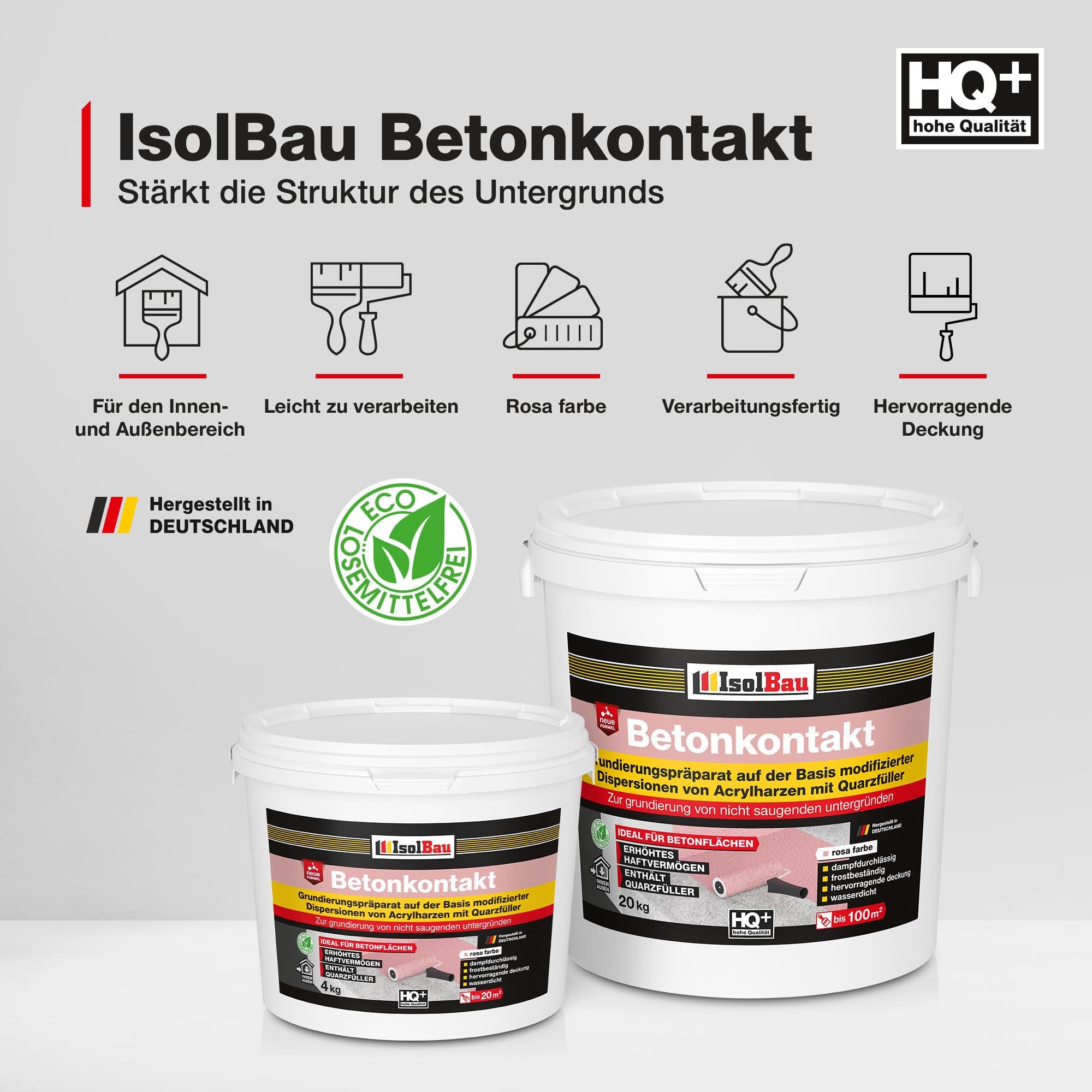 Isolbau Contact béton – 15 kg de base en béton pour apprêt de surfaces lisses en béton et béton armé