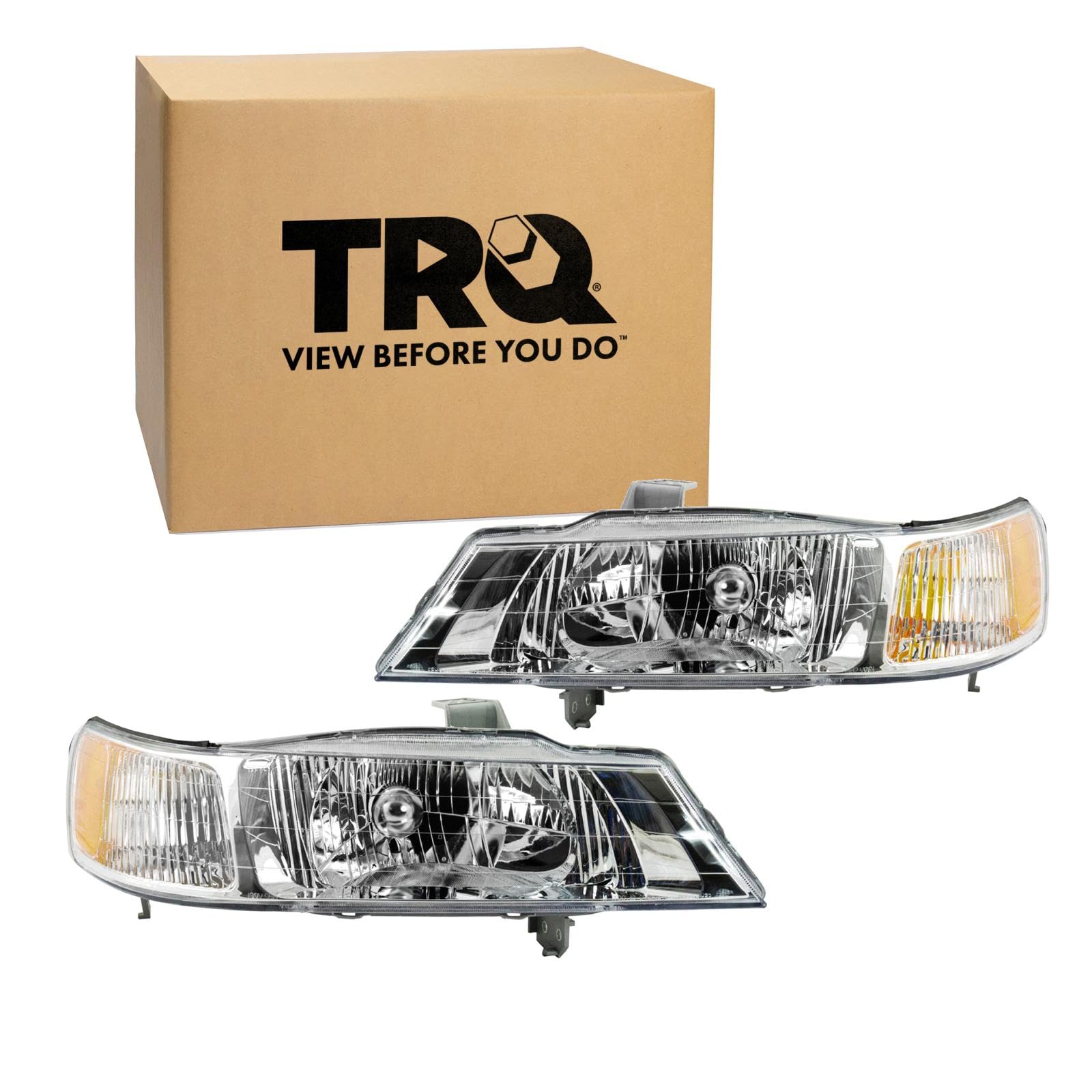 TRQ 2 Piece Headlight Assembly Set Driver & Passenger Side Compatible with 1999-2004 Honda Odyssey HO2502114 HO2503114