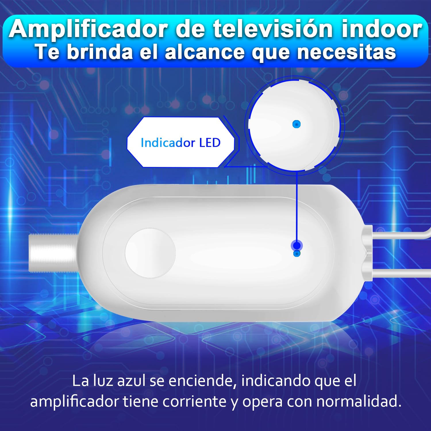 Amplificador de Señal para Antena TV Interior – USB Booster para TDT DVB-T/DVB-T2, Mejora Recepción para Canales HD 4K, Compatible con Smart TV, Cable USB 1 m + Coaxial 0,3 m (White)