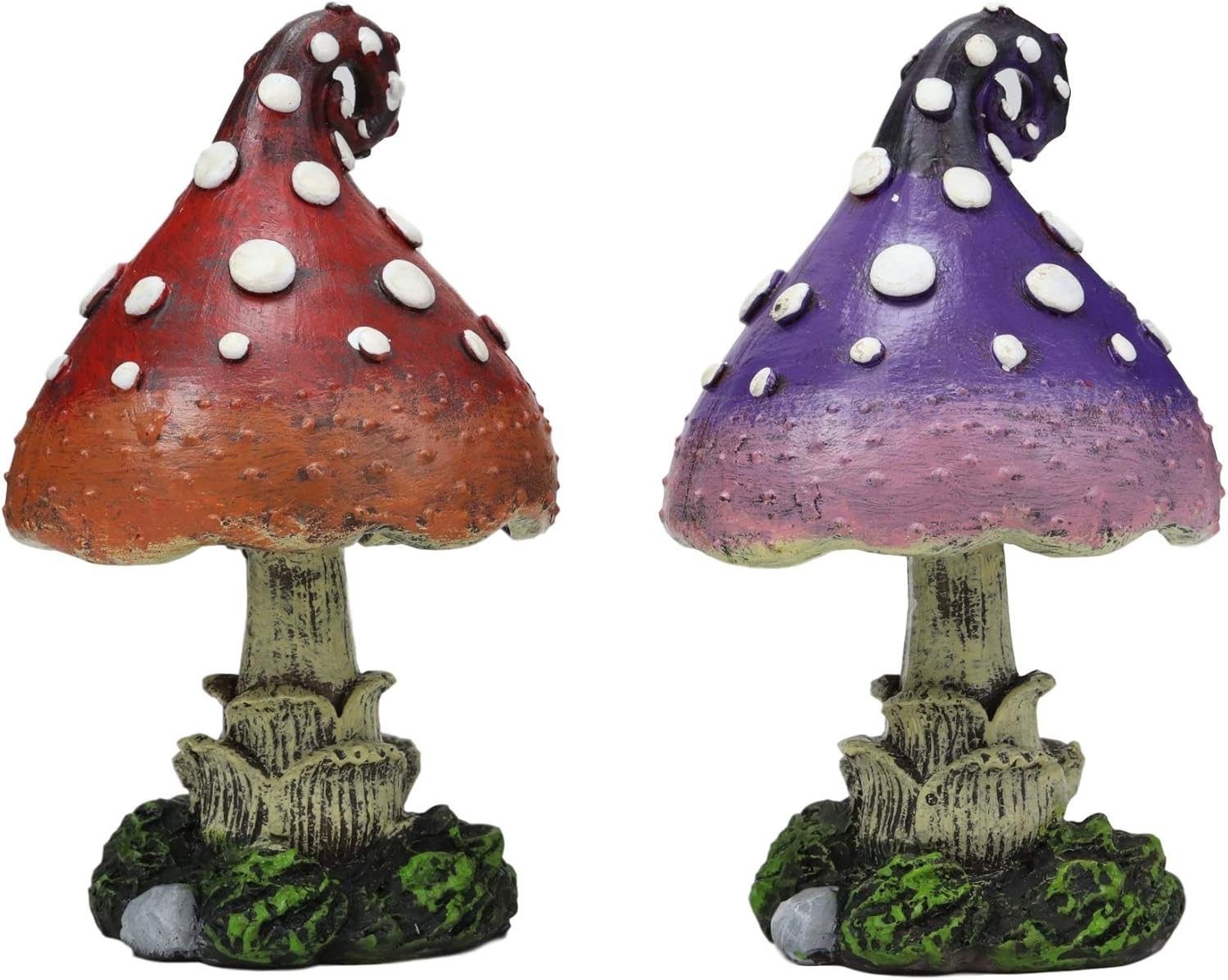 Ebros Gift Enchanted Fairy Garden Miniature 5" High Colorful Toadstool Mushrooms Figurine Set of 2 Do It Yourself Ideas for Your Home Collectible Mini Fairies Pixies Fantasy Decor Sculpture