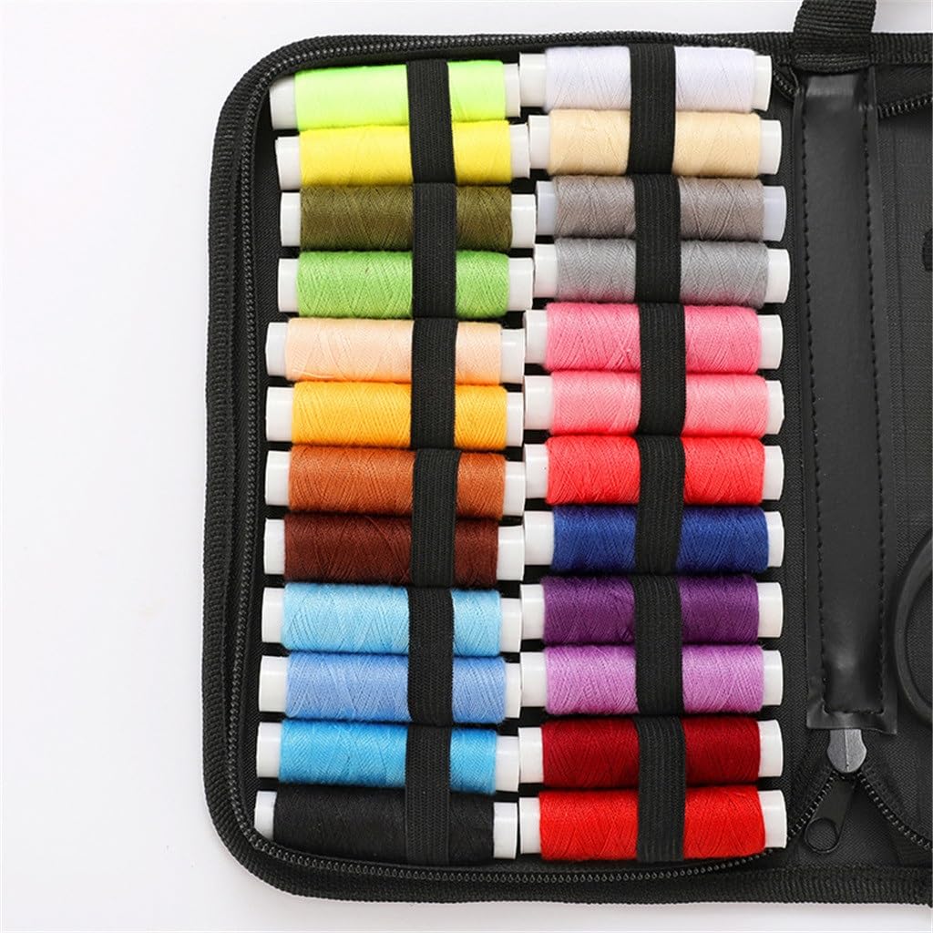 Caja de Costura para el hogar, 24 Colores, fácil de Transportar, Ideal para Viajes, reparación y Almacenamiento.