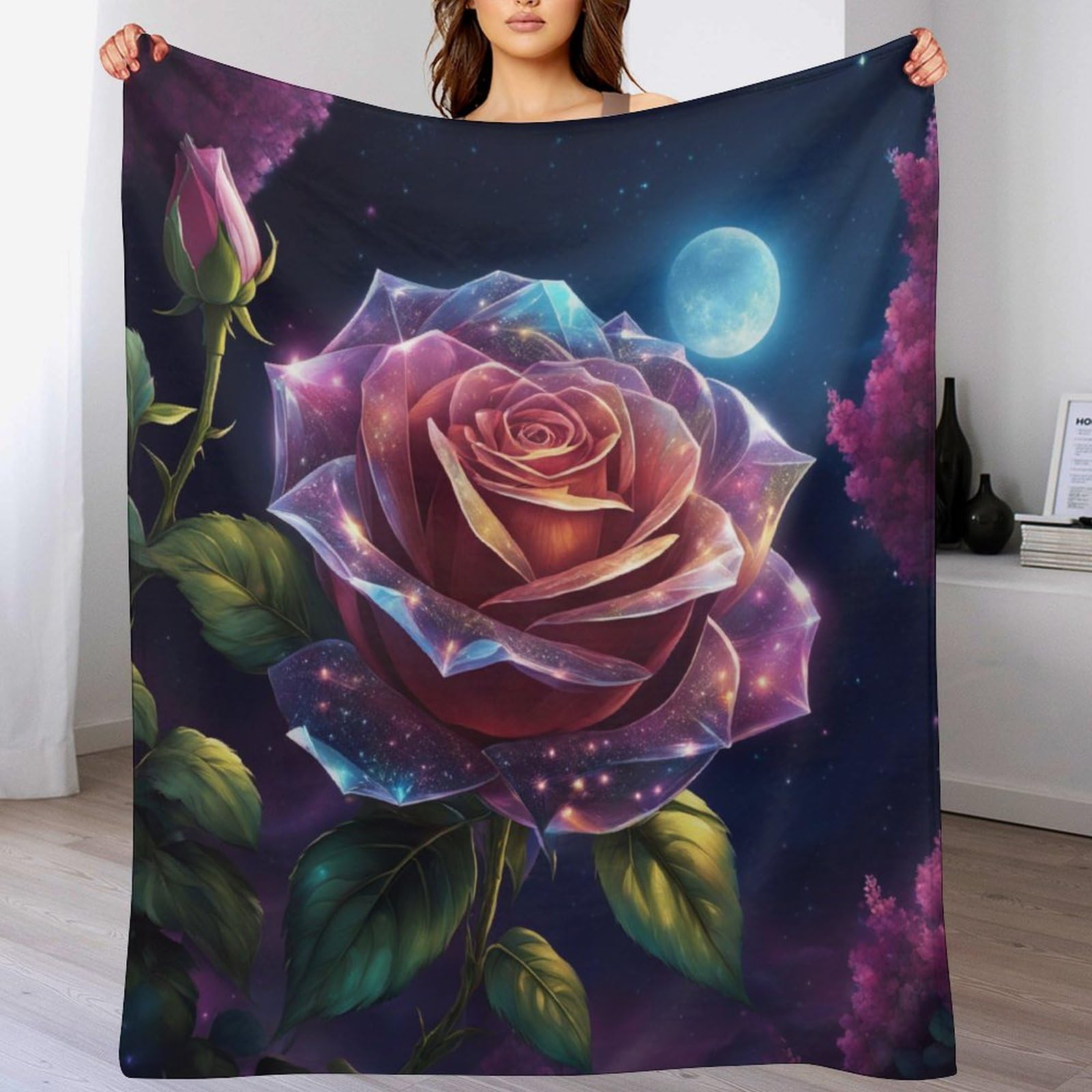 Couverture légère en polaire flannel isolante et douce motif 3D ciel étoilé