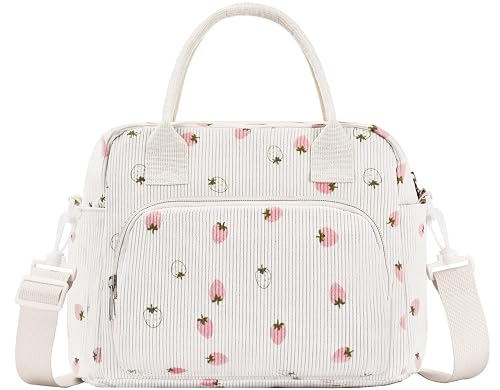OYLOLA Cute Insulated Lunch Bag Beige-Light Strawberry