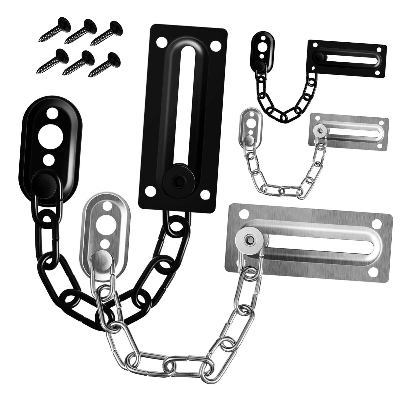 NUOBESTY Bloqueador de Puertas Antirrobo Instalación Fácil Cerradura de Cadena de Acero Inoxidable, 4 Piezas Seguridad para Puertas Interiores y Granero