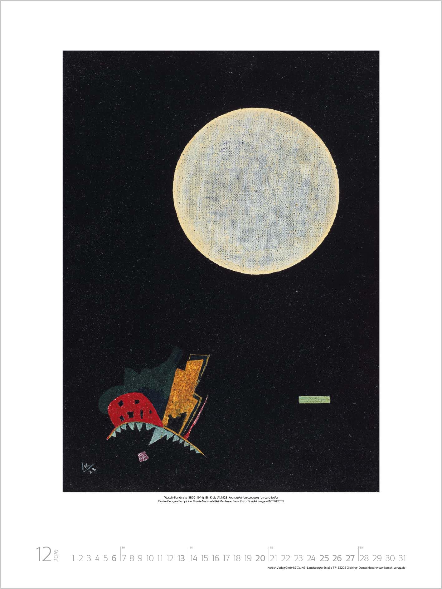 Bauhaus 2026: Großer Kunstkalender. Hochwertiger Wandkalender mit Meisterwerken des Bauhaus Stils. Kunst Gallery Format: 48 x 64 cm.