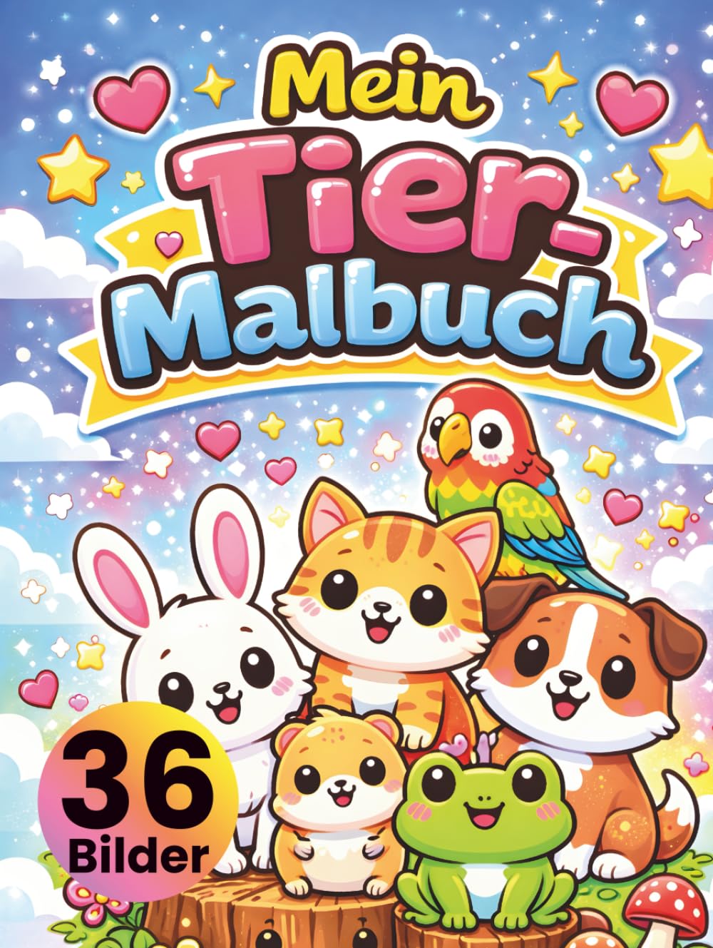 Mein Tier-Malbuch für Kinder ab 3 Jahren: 36 süße Tier-Motive zum Ausmalen – Hunde, Katzen, Bauernhoftiere & wilde Tiere • große, einfache Linien • ... Kreativität, Feinmotorik & Konzentration