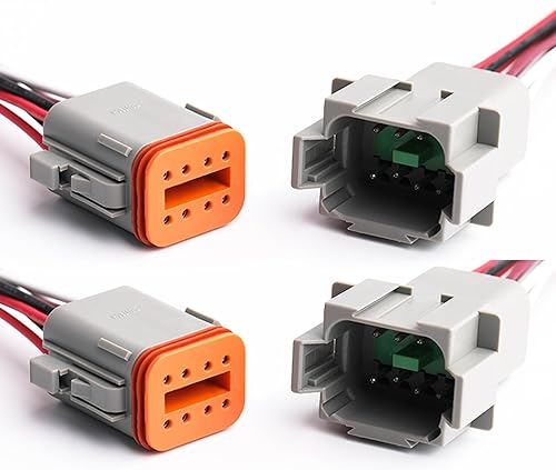 Paquete de 2 conectores Deutsch DT de 8 pines, conectores eléctricos impermeables macho y hembra, arnés de cableado con 16 AWG 8 cables para