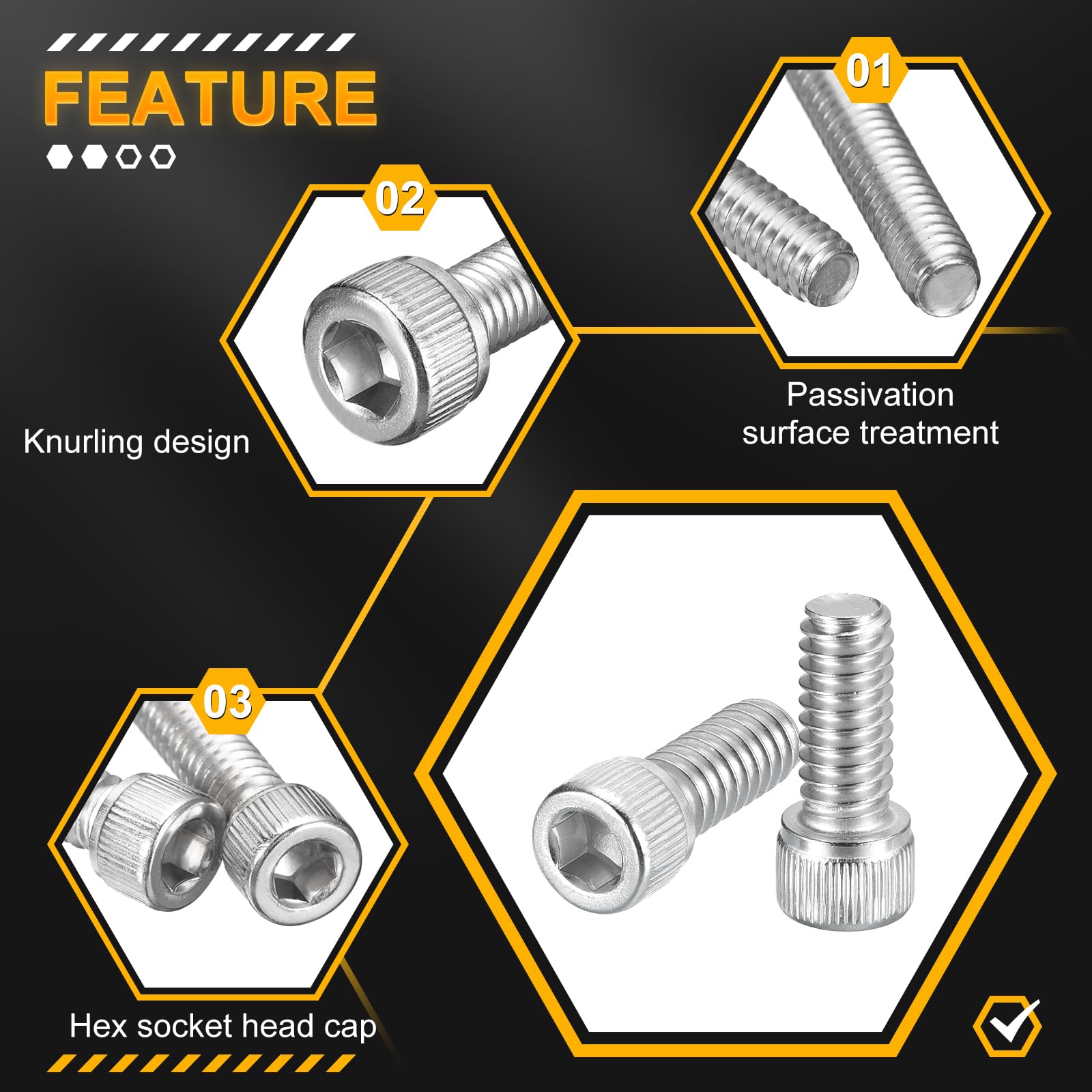 DTGN 1/4"-20x1/2" Socket Head Cap Screws Bolts, 25Pack, Good for Road Bicycle Mountain Bike, Auto, Motorcycle - Image 3