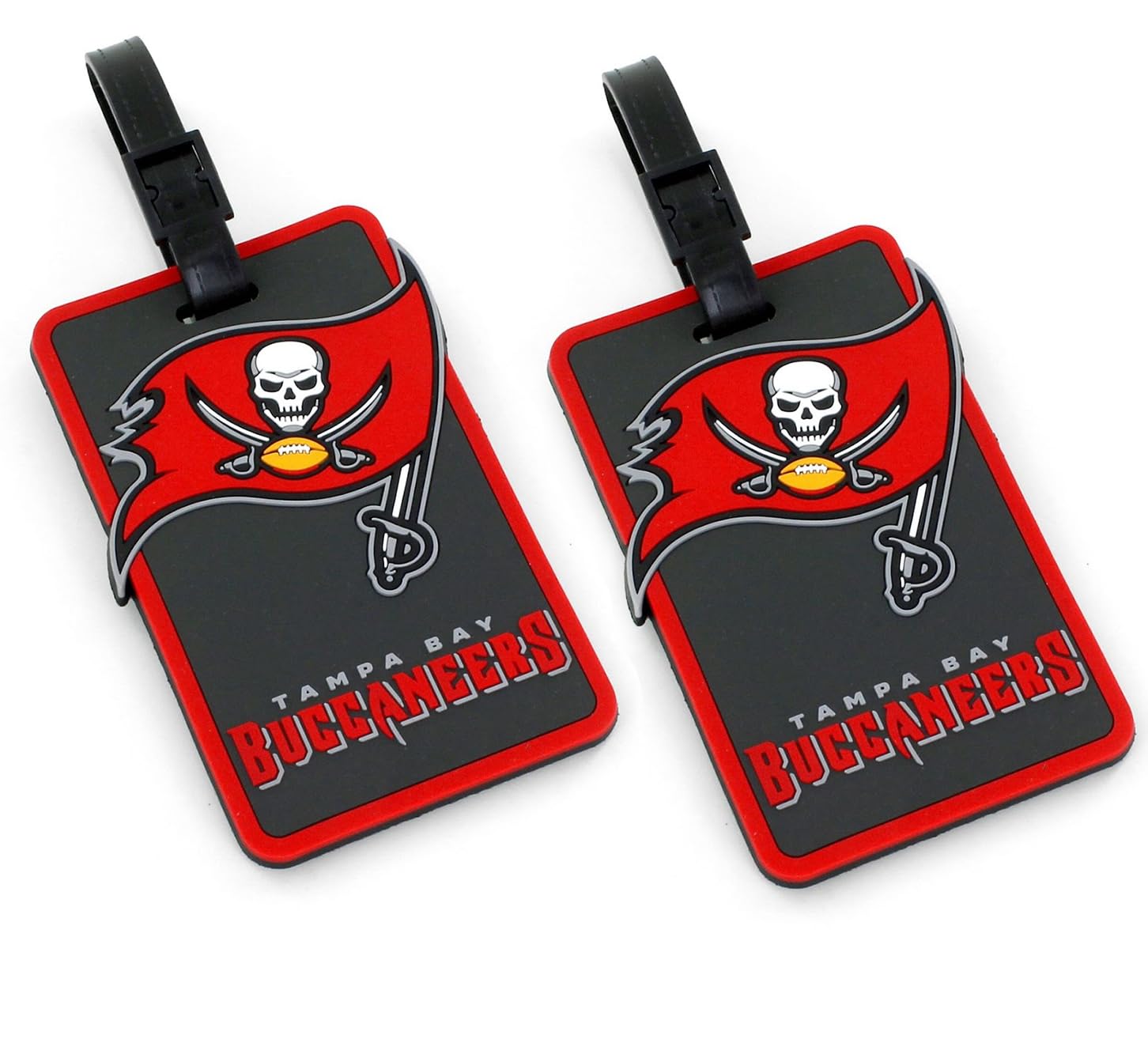 aminco Tampa Bay Buccaneers NFL Team Luggage Bag Tags, 2 Pack Travel Bag Identifiers, Officially Licensed