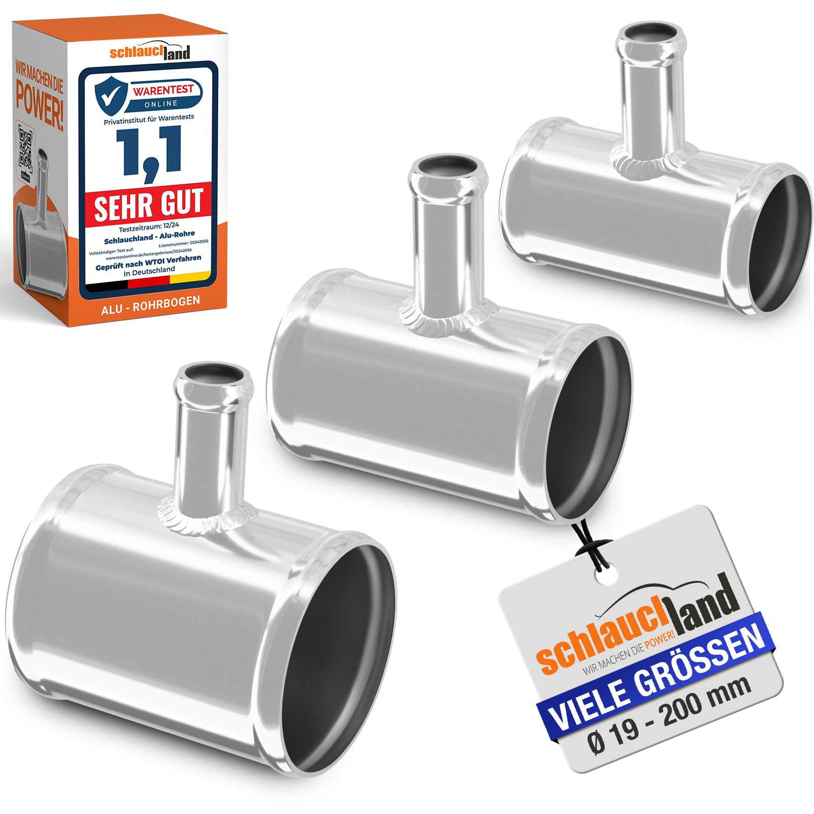 1 Stück | ALUROHR T-STÜCK AD-Ø 38mm Abgang 19mm glänzend T Verteiler poliert | AUSWAHL 1-10 Stück bis 200mm | Aluminium Rohr Motor KFZ LLK Turbo Kühler Schlauch-Verbindung Adapter | PREMIUM