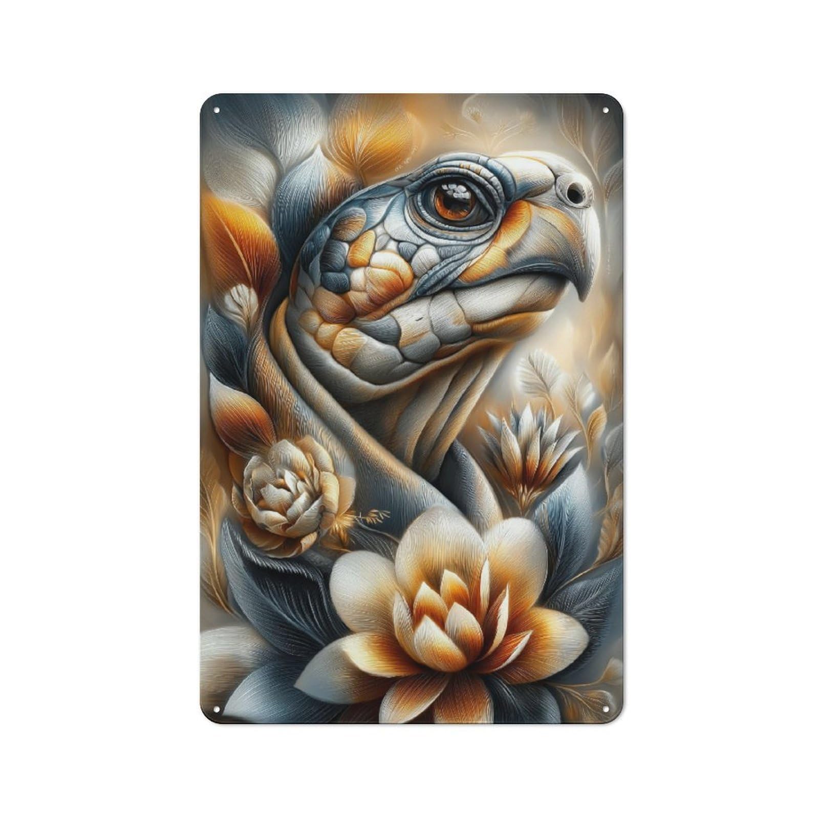 Junmoney Feathered Serenity -1 Metal Plaque With Design 30X20cm, Retro Kitchen Wall Decor For Bakery, Diner, Cafe Or Family Room
