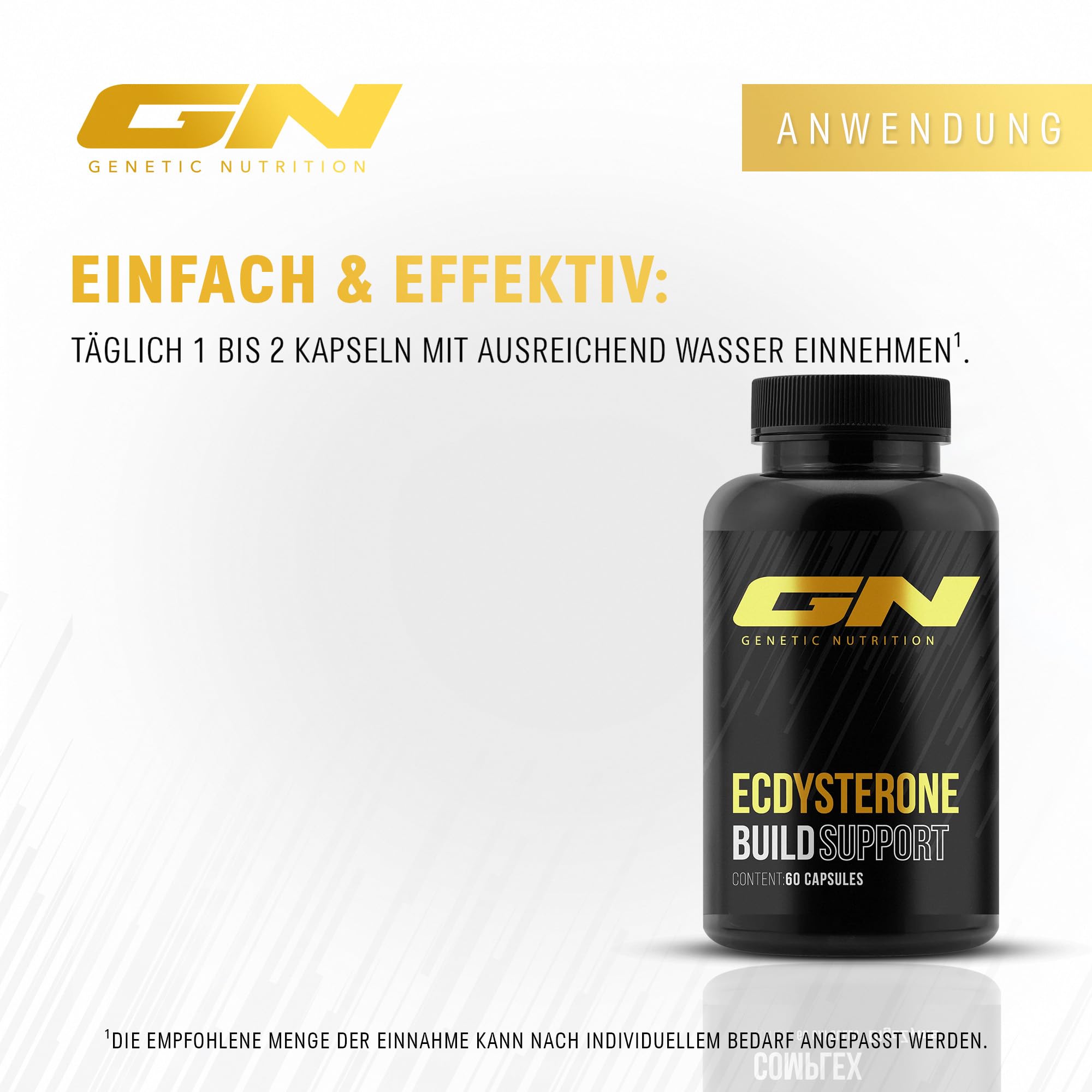 GN Laboratories Beta-Ecdysteron-Ergänzungsmittel – Testo-Booster, 500mg pro Portion – 95% hohe Reinheit von Ecdysteron 60 Kapseln – Geprüft & Made in Germany