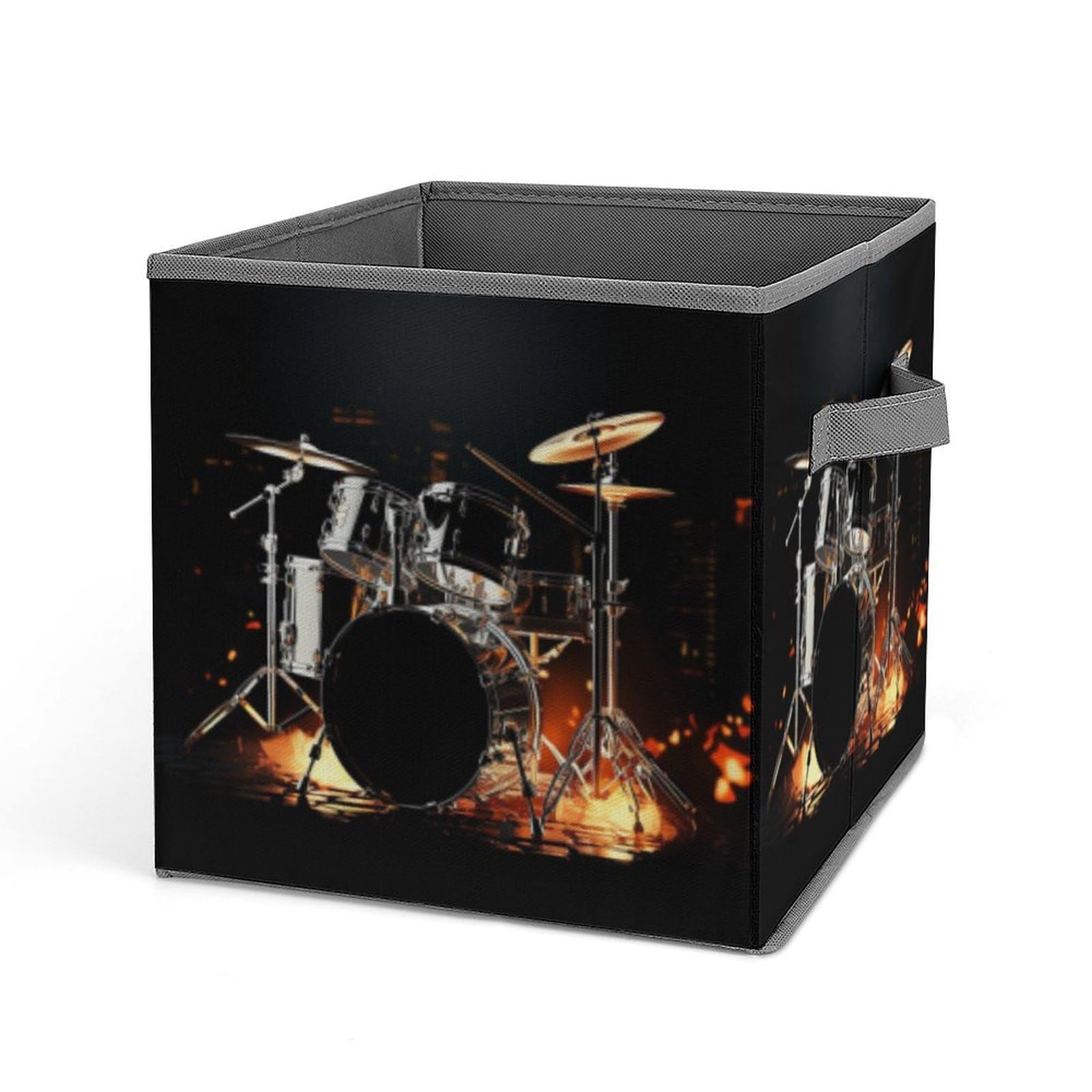 JTREHY Drummer Printed Foldable Storage Box, 10.6 Inches Fabric Storage Box for Wardrobe, Bedroom, Utility Room