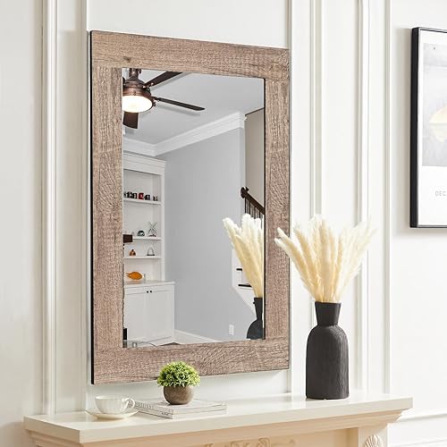 Miniatura 2 de Stickyart Marco de espejo de madera de 3 pulgadas x 50 pies de grosor, borde de madera, borde de cinta de espejo de baño, bordes de papel tapiz para