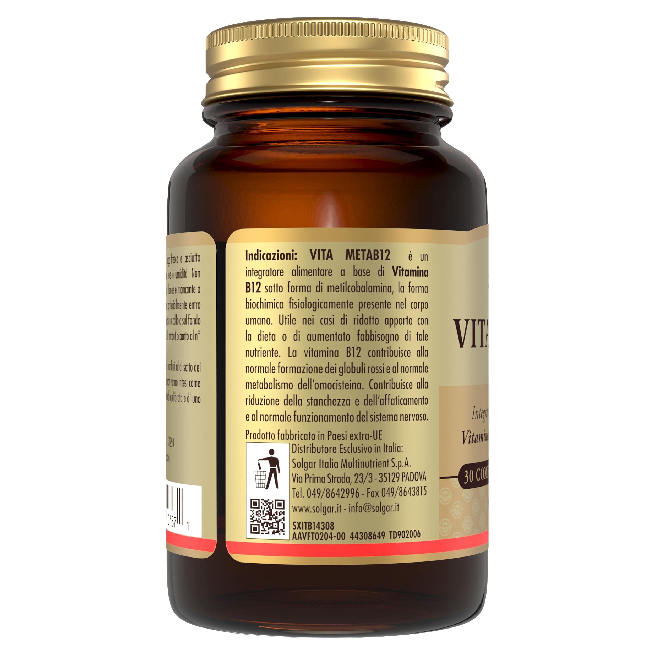 Solgar VITA METAB12 – Vitamina B12 metilcobalamina 1000 mcg, compresse orosolubili, 30 cpr