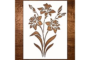 Large Lily Stencil for Painting on Wood - Flower Stencils for Painting on Walls