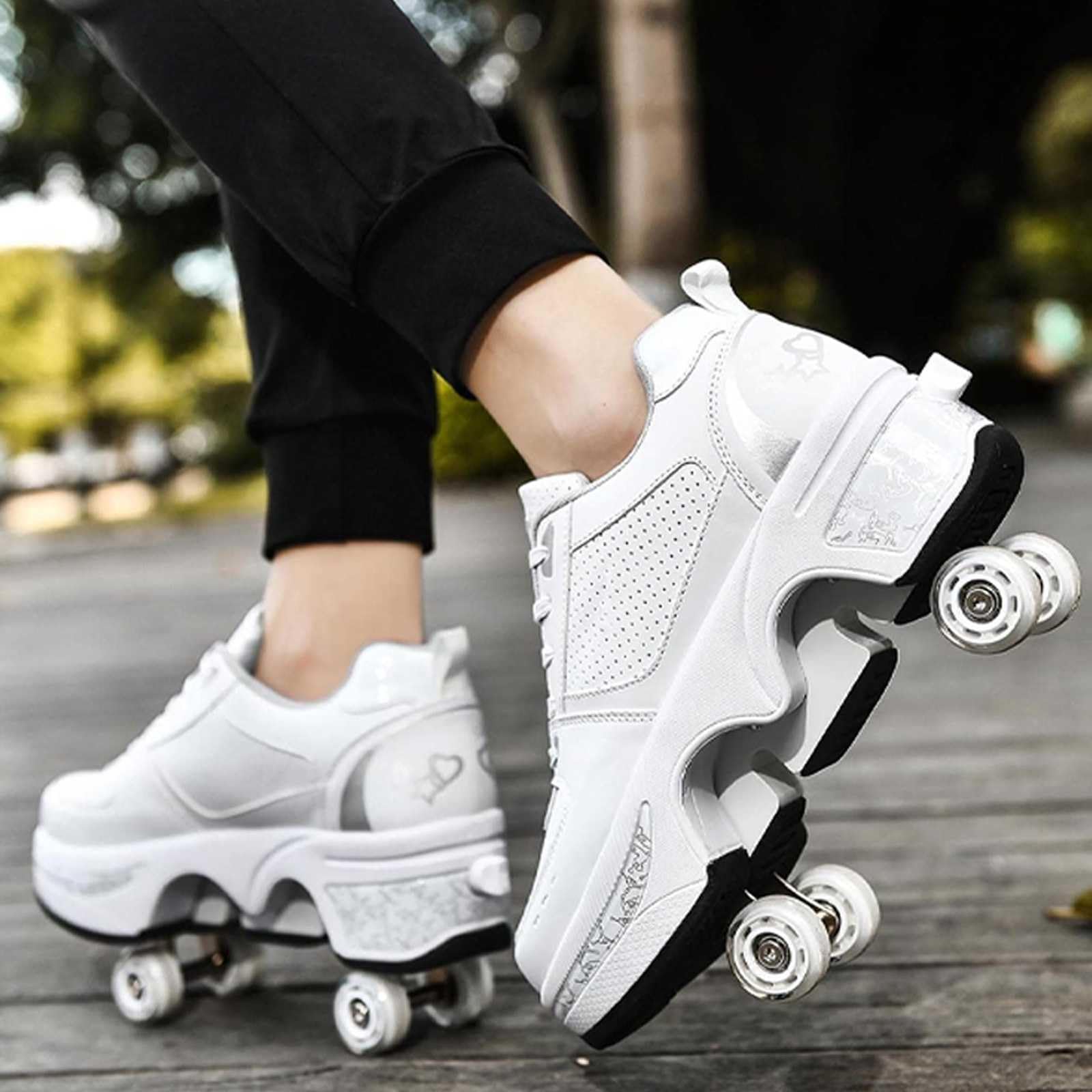 Zapatos con Ruedas para Niños Y Niña Patines de Ruedas Zapatillas Ruedas Multiusos Patines Zapatillas Quad Rued Sneakers Regalo de cumpleaños para niñas y Mujeres