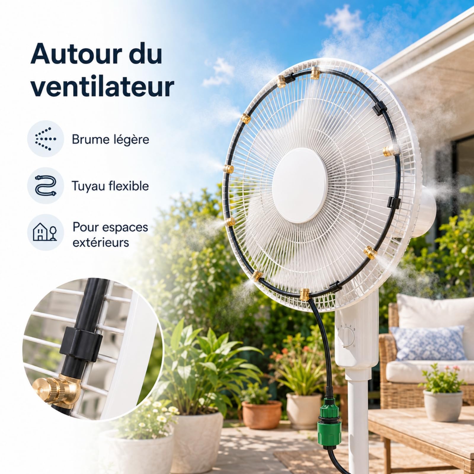 Brumisateur Terrasse et Brumisateur Exterieur Terrasse pour Jardin，25m | Brumisateur Eau Exterieur, Kit Brumisateur Terrasse et Brumisateur Extérieur pour Jardin Terrasse et Plantes en Pot