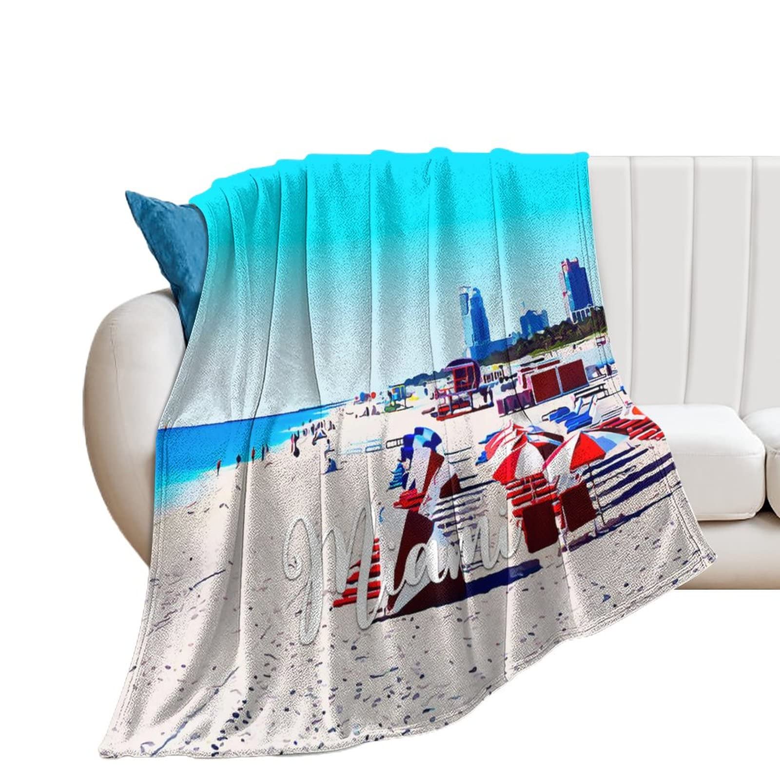 Couverture flanelle épaisse et chaude motif Miami grand plaid douce