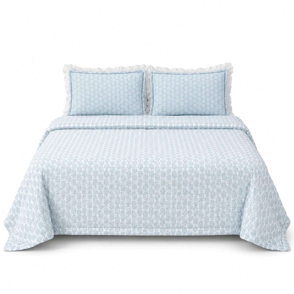 4 Piece King Size Cotton Comforter Set with 1 Comforter, 1 Bedsheet & 2 Pillow Covers | Ultra-Soft, Breathable Coordinated Bedding Set, Powder Blue-image-10