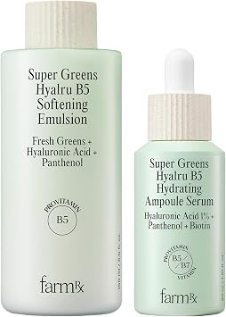 Farm Rx Super Greens Hyalru B5 Softening Emulsion 5fl oz & Super Greens Hyalru B5 Hydrating Ampoule Serum