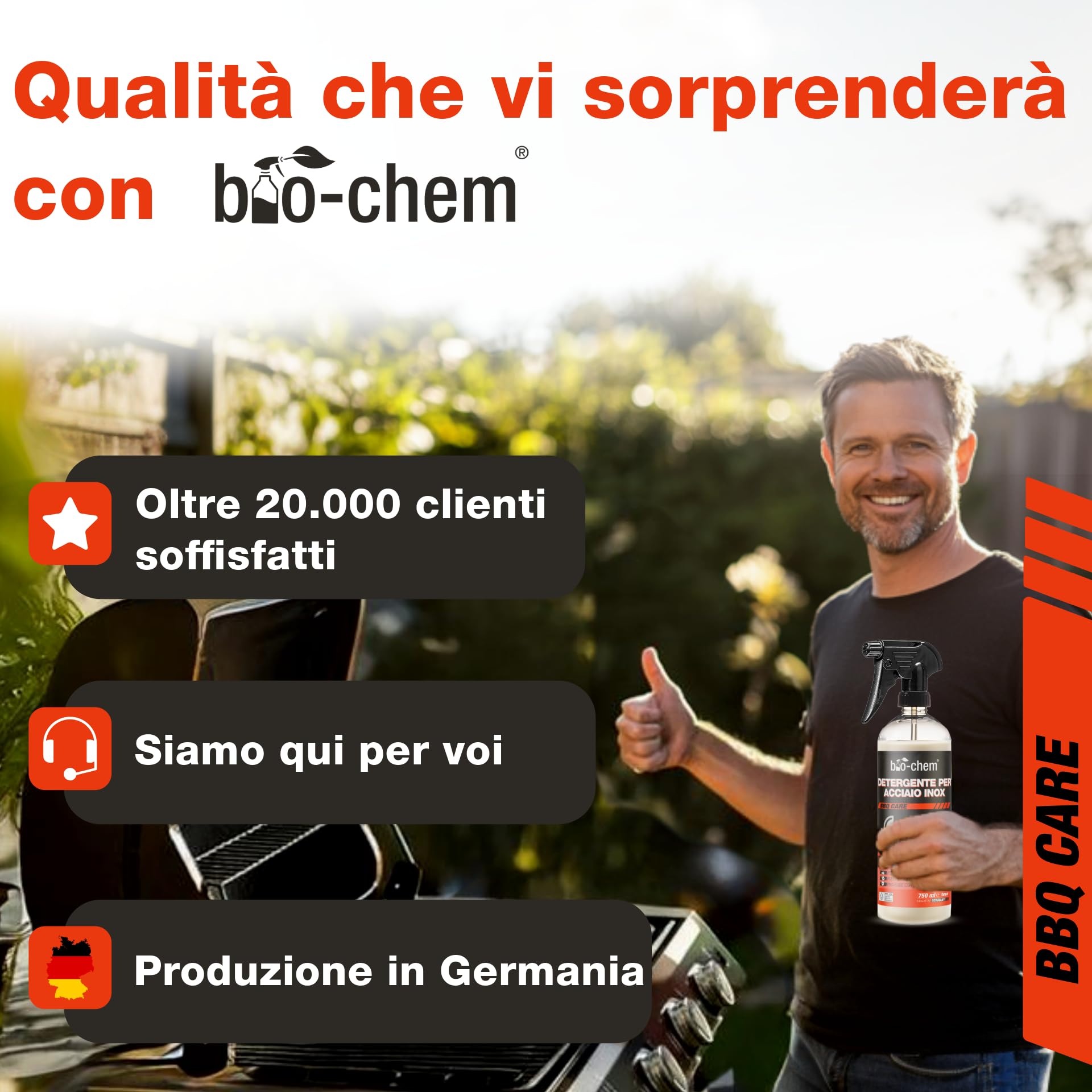 bio-chem Detergente per forni e barbecue in inox 10L | Prodotto in spray detergente per griglia, forno, plancha, cucina, friggitrice - Pulizia dell'acciaio inossidabile