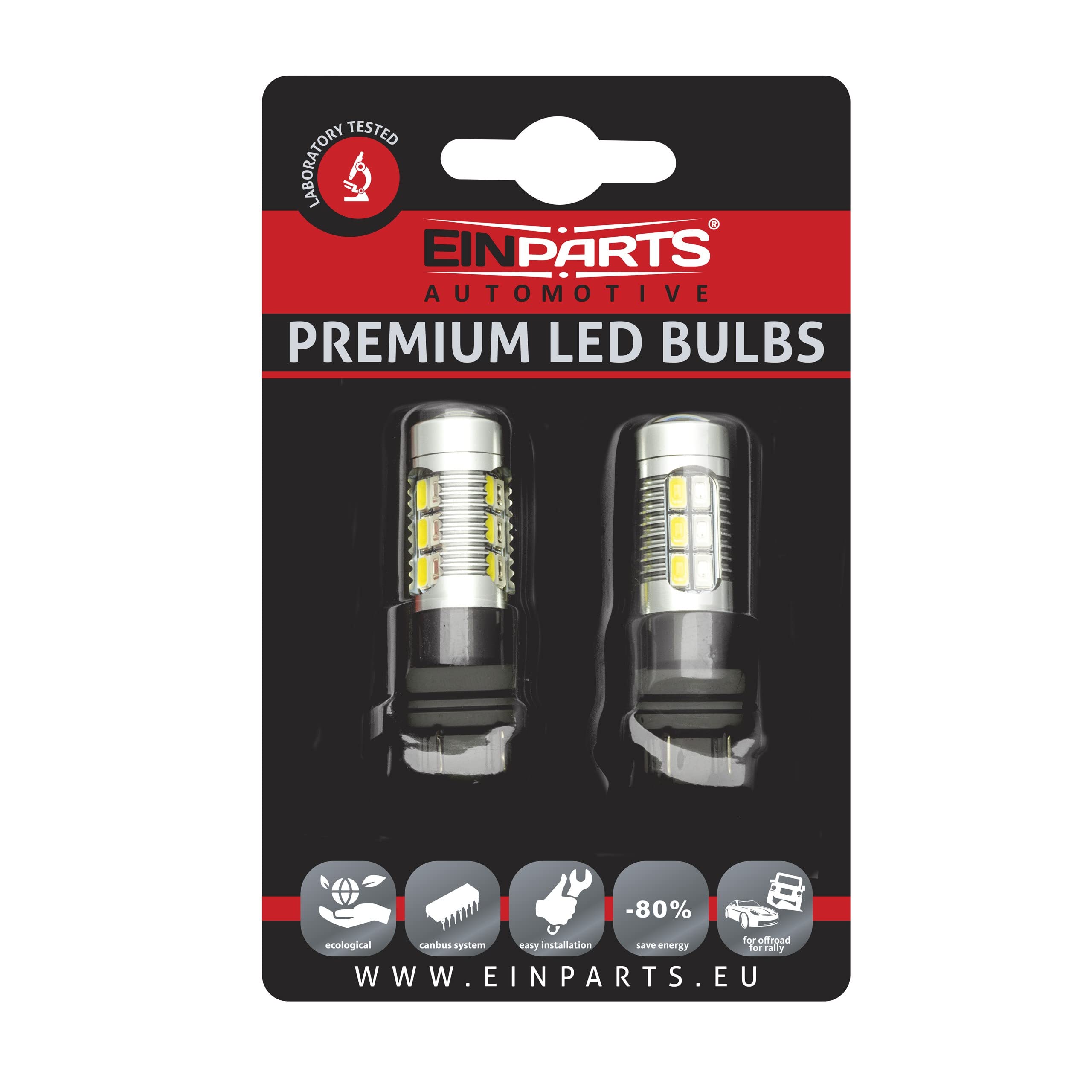 EinParts P27W LED Lampadine Dual Color (Bianco/Arancia) CANBUS 12V per Auto 22 x SMD 5730 LED, W2,5X16Q