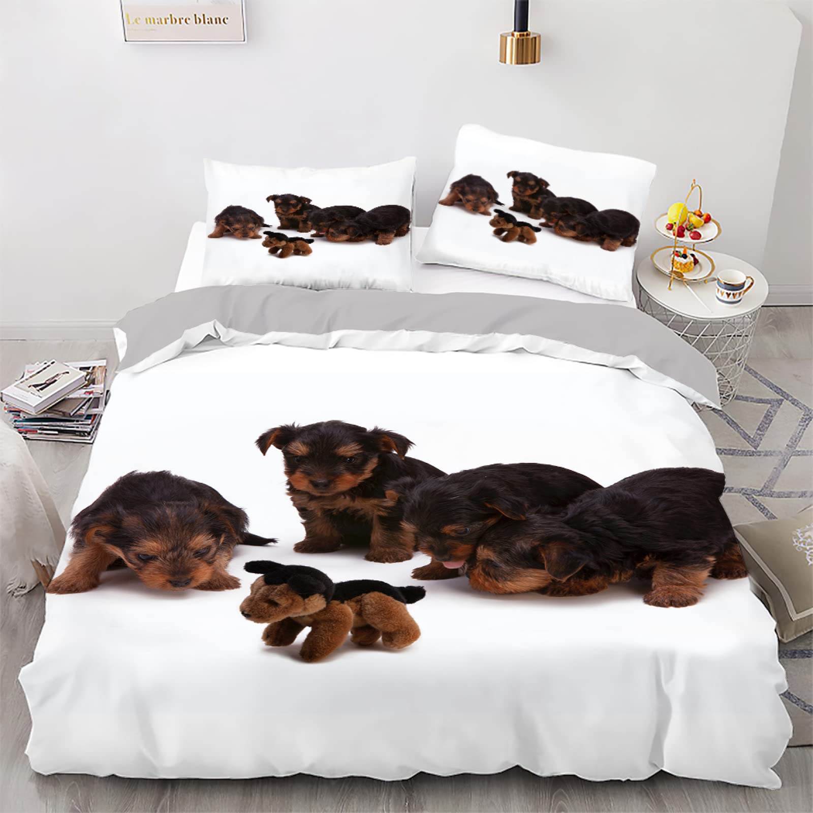 Housse de couette chiot blanc pour lit enfant 200x200 et sa chambre cocooning