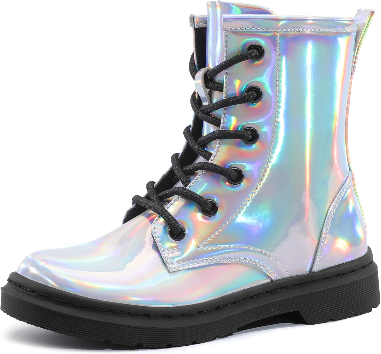 shoeslocker Girls Ankle Boots with Side Zipper & Lace Up – Stylish Comfort Shoes with Glitter for Toddlers Little Kids & Big Kids