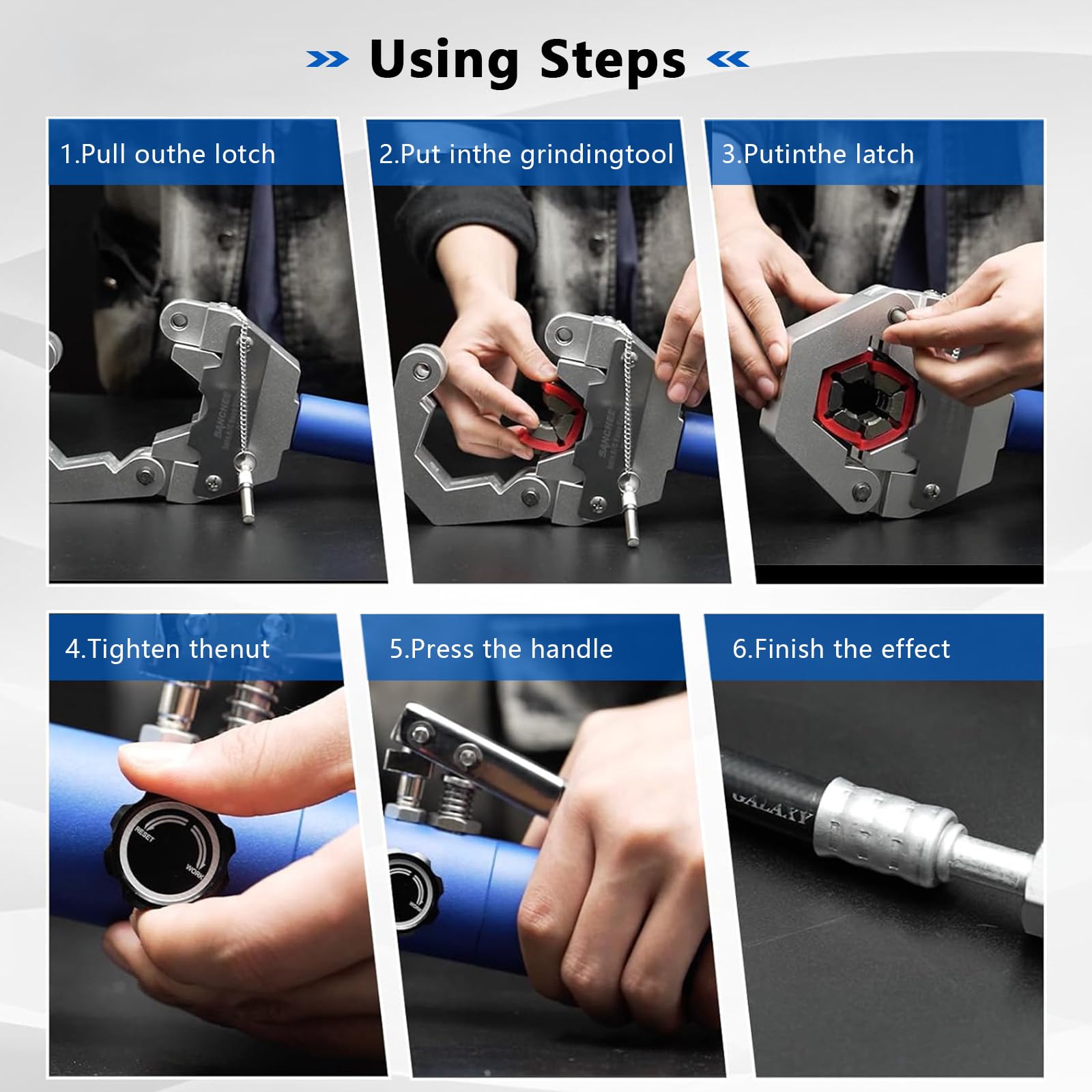 Kit de herramientas de crimpado hidráulico con cabezal giratorio y agarre ergonómico para reparación de mangueras de aire acondicionado