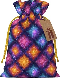 Hekroxu Gift Bag Reusable Wrapping Bag For Holiday Party,Colorful Tie Dye Stained Glass (2)