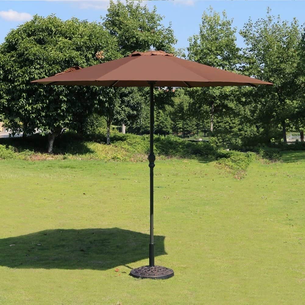 SaryEdge Outdoor Garden Parasols Parasols Market Patio Outdoor Umbrella Garden Lawn Table Sun Canopy Iron Pole Umbrella Uv Protective 270Cm*250Cm, Without Base good,Coffee Color-A