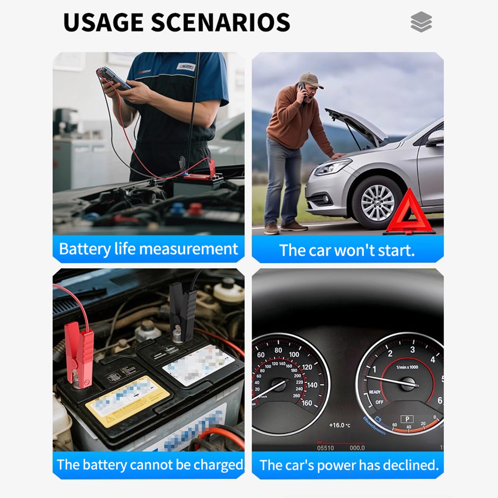 Bester Kfz-Batterieprüfer, Multifunktions-Batterietester mit Verbesserter Klemmsonde für Genaue Messungen, Batteriezustandsüberwachung für Heimwerker (BTM-24)
