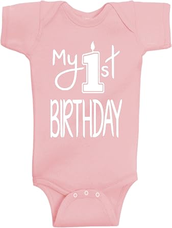Reaxion First Birthday Baby Girl Clothes Outfits Handmade My 1st Birthday Candle 1 Bodysuits