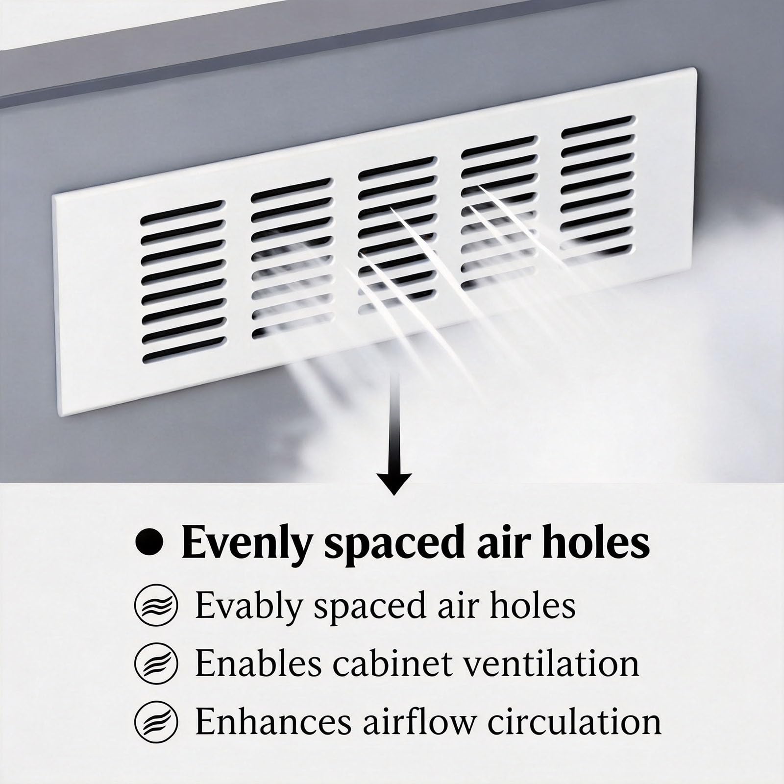 Tapa de ventilación, Rejilla de ventilación Blanca para Armario - Tapa de ventilación de Retorno de Aire de aleación de Aluminio con Tornillos de Montaje para armarios y Muebles - 35,5 cm de