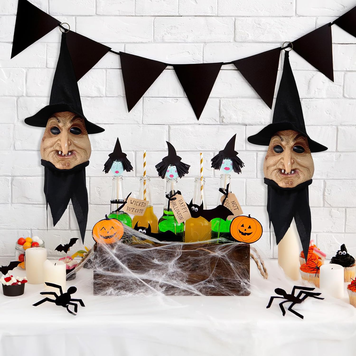 魔女の飾り,怖い魔女コスプレ 休日デコレーション - 光と音付き いたずらグッズ パーティー用品 お化け屋敷 屋内屋外用